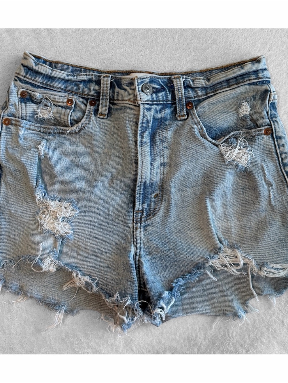 Abercrombie Light Blue Distressed Denim Women's Shorts